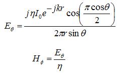 fields from a half-wave dipole antenna