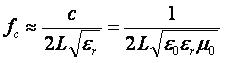 center frequency of operation for patch antenna