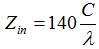 input resistance or impedance for helix antennas