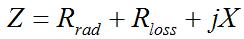 impedance of antenna consists of loss resistance, radiation resistance, and a reactive component