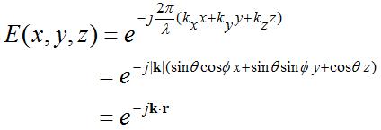 E-field (e electric field) for a plane wave - phase propagation across antenna array