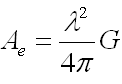 effective aperture as a function of peak gain and wavelength