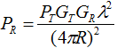 received power friis transmission equation