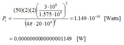 numerical received power in Watts