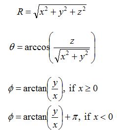 transformation from cartesian to spherical coordinates