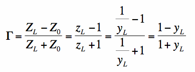 calculating reflection coefficient from admittance
