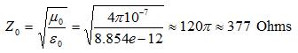 intrinsic impedance of free space