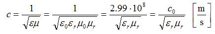 speed of propagation in a dielectric medium